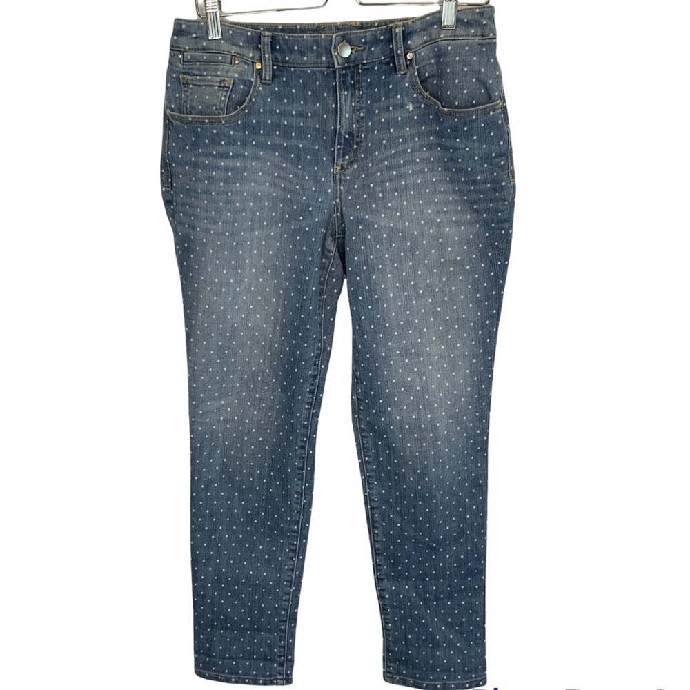 Chico’s Platinum Skimmer Polka Dot Ankle Jeans